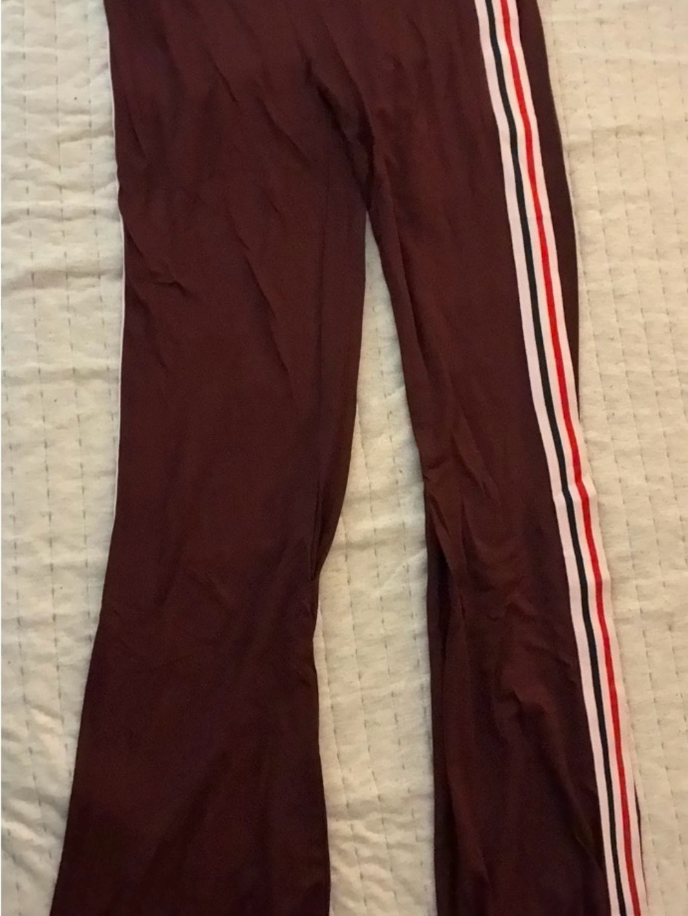 shosho Burgundy Kids Flared Sweatpants with Side Stripes